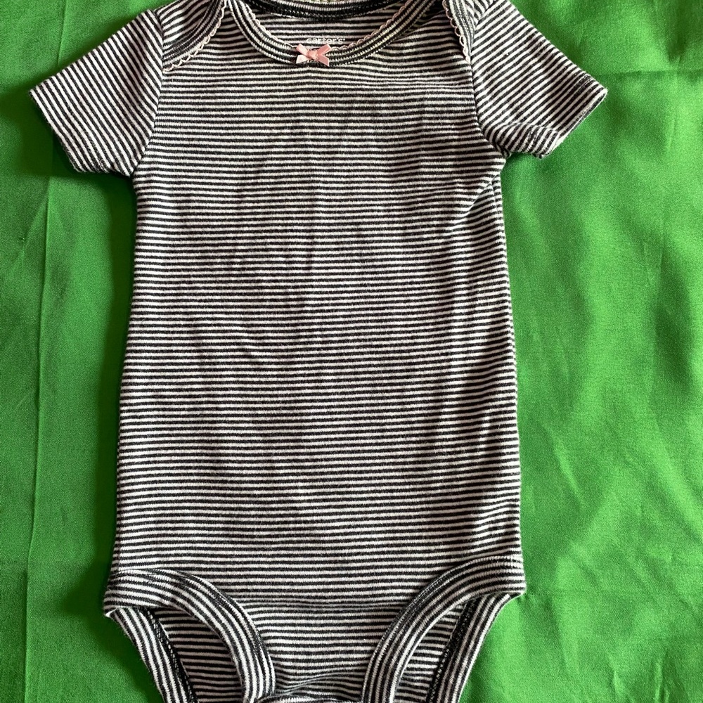 Striped Black and White Kids One Piece